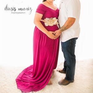 Hot pink maternity dress